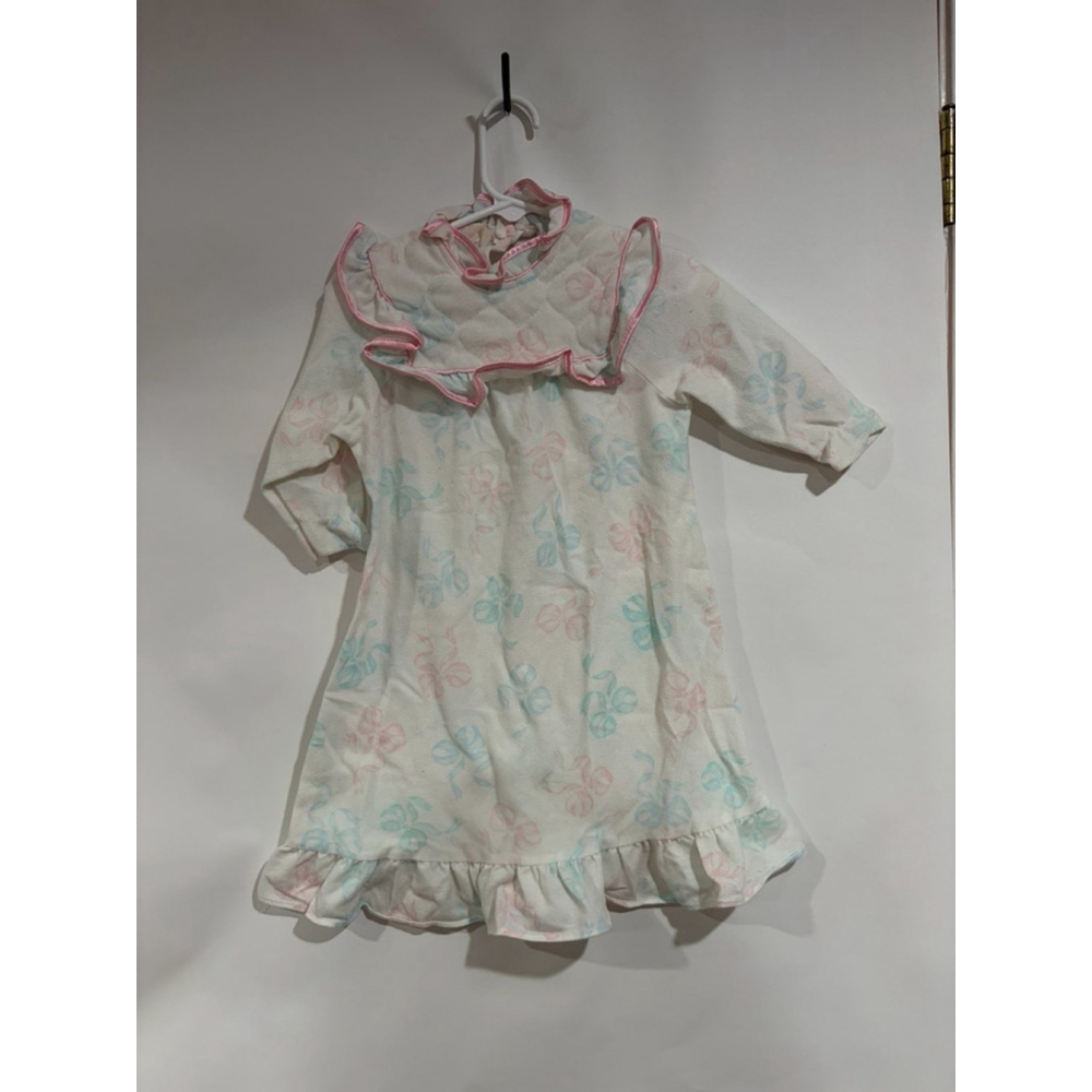 Vintage Edie Bee’s Pastel Bow Dress 3T Ruffle Collar Easter Cottagecore USA